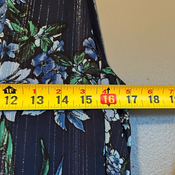 NWT Vince Camuto Sz 6 Womens Blue Floral Chiffon Halter Ruffle Drape Dress Gown! - Picture 11 of 16